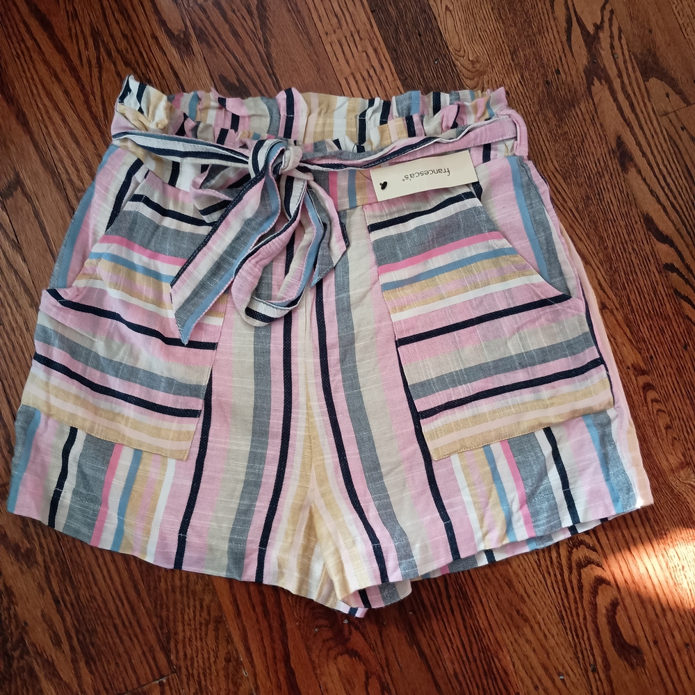 Francesca's High Waist Striped Shorts - Multicolor